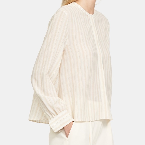 NWT Theory Easy Shirt in Corded Viscose-Cotton Size Petite - Picture 2 of 16